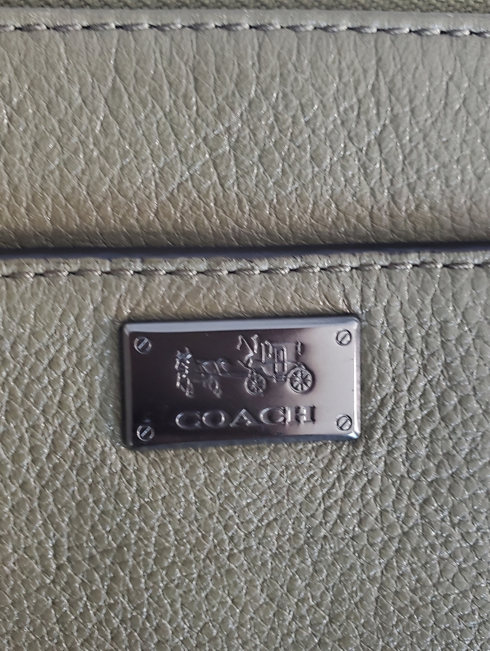 COACH MADISON LEATHER EAST WEST SWINGPACK OLIVE GREY ANTIQUE NICKEL - Picture 4 of 16